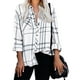 thumbnail image 1 of Minnieouse Camisa a cuadros a rayas para mujer, blusa informal holgada transpirable con cuello en V, ropa de primavera para fotografía de compras Type2 NO2, 1 of 6