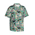 thumbnail image 2 of Sheltie Dog Green Flower Floral Men'S 3d Print Casual Button Down Shirts, Novelty Hawaiian Short Sleeves 2xl, 2 of 7