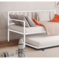 thumbnail image 4 of Miekor Furniture 1pc Twin Size Metal Daybed With Trundle Contemporary Style Full Metal Structure Mattress Ready White Finish MK7168, 4 of 6