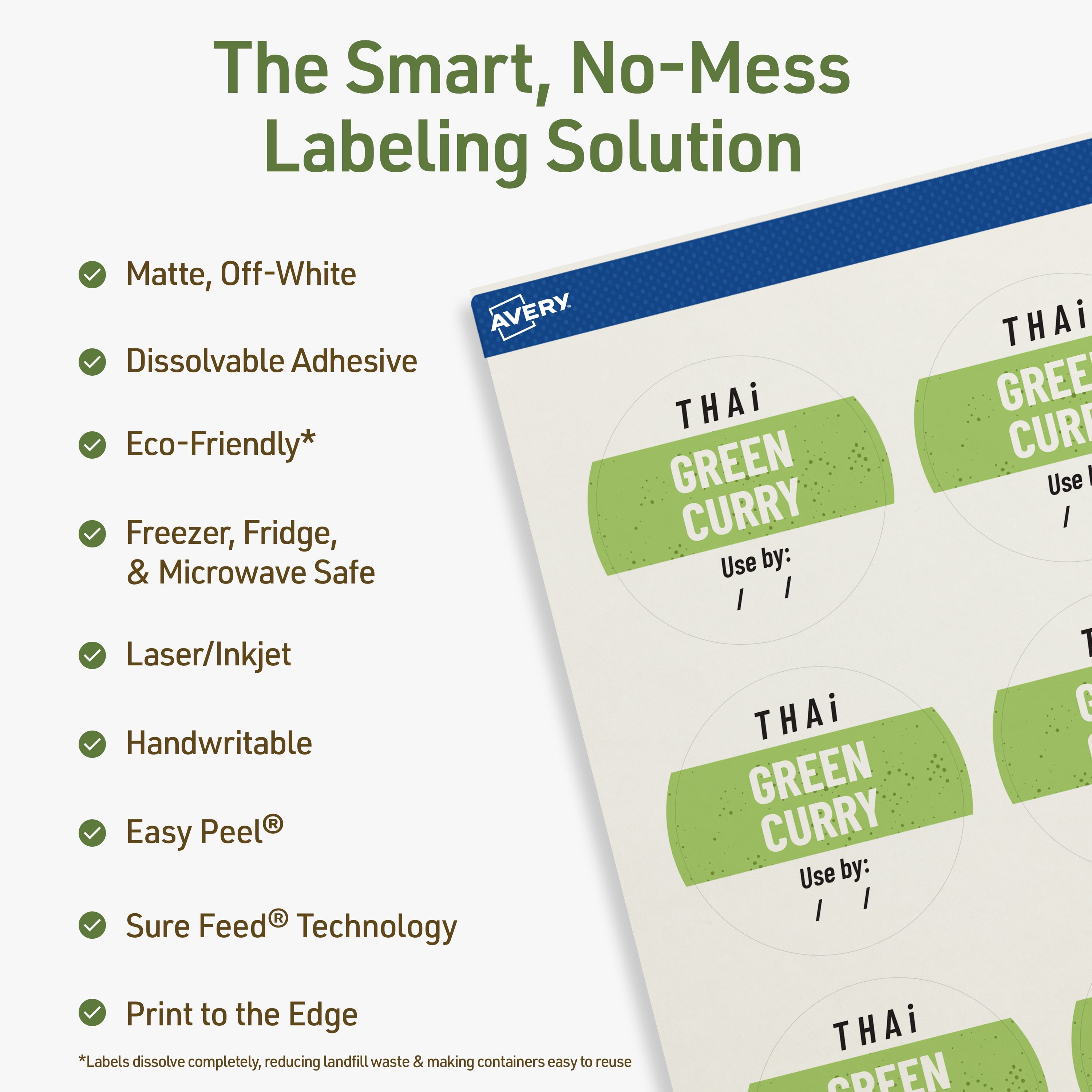 Avery Dissolvable Round Labels, 2.25" Diameter, 120 Labels