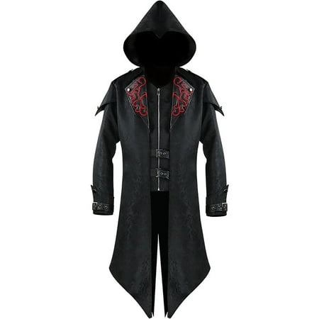 

Men s Cloak with Hood Gothic Clothes Long Sleeve Plus Size Coat Windbreaker Halloween Costume for Men Steampunk Jackets