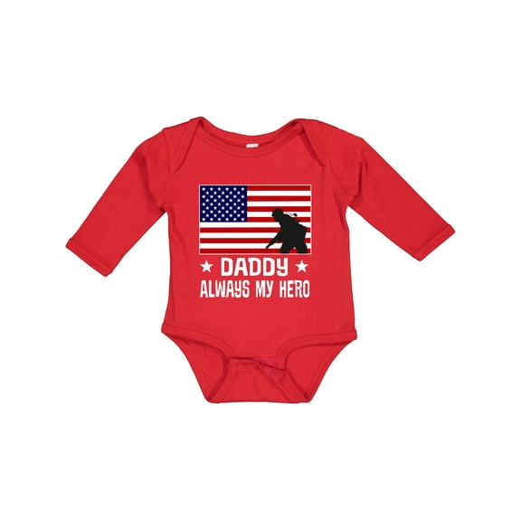 Inktastic Military Soldier Daddy Always My Hero Boys or Girls Long Sleeve Baby Bodysuit