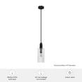 thumbnail image 7 of Hunter - Gatz 1-light Matte Black, Mini Pendant Light, Dimmable, Modern Style, Cylinder Shaped, for Bedrooms, Dining, Living Rooms - 45224, 7 of 7