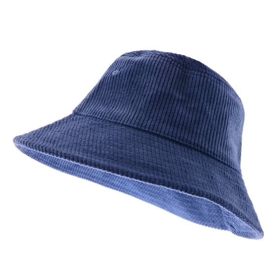Corduroy Bucket Hat Lightweight Casual Solid Color Unisex Cotton Fishing Hat, Navy