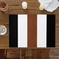 thumbnail image 4 of Retro Rustic Minimalist Stripe Art Placemats Set of 4,Wipeable Washable Table Mats for Dining Tables, Brown Black White Color Block Place Mats for Kitchen Event Party Tabletop Decor, 4 of 9