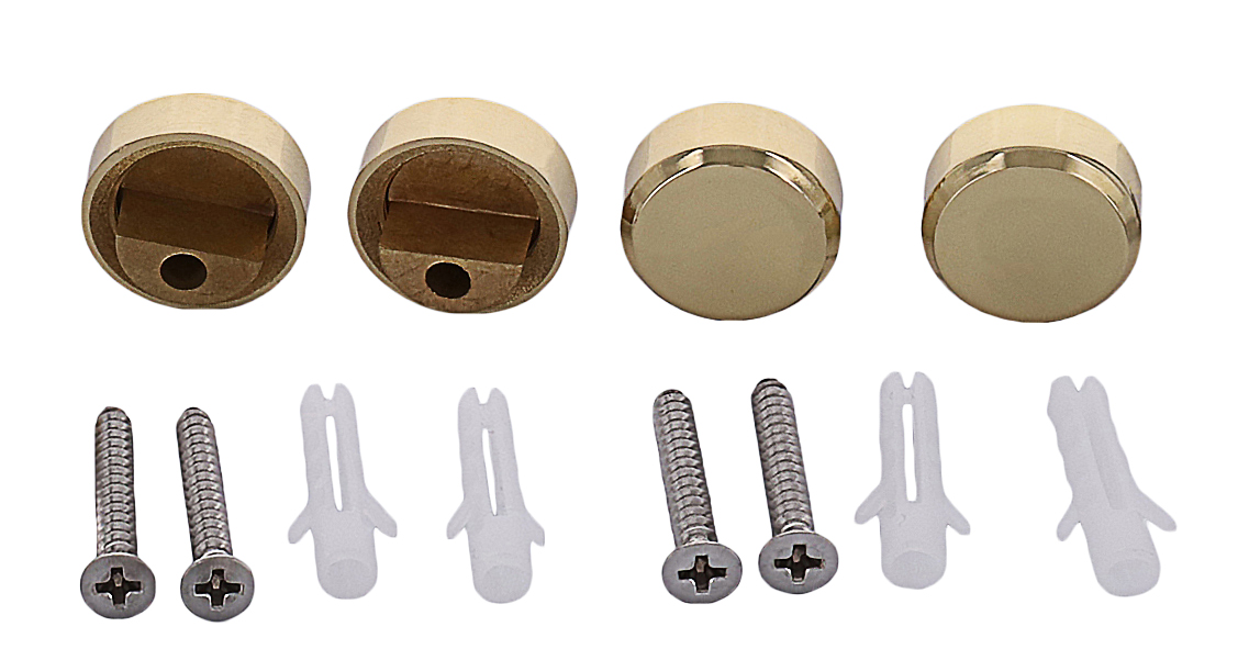 CRL MC02BR Polished Brass Round Mirror Clip Set