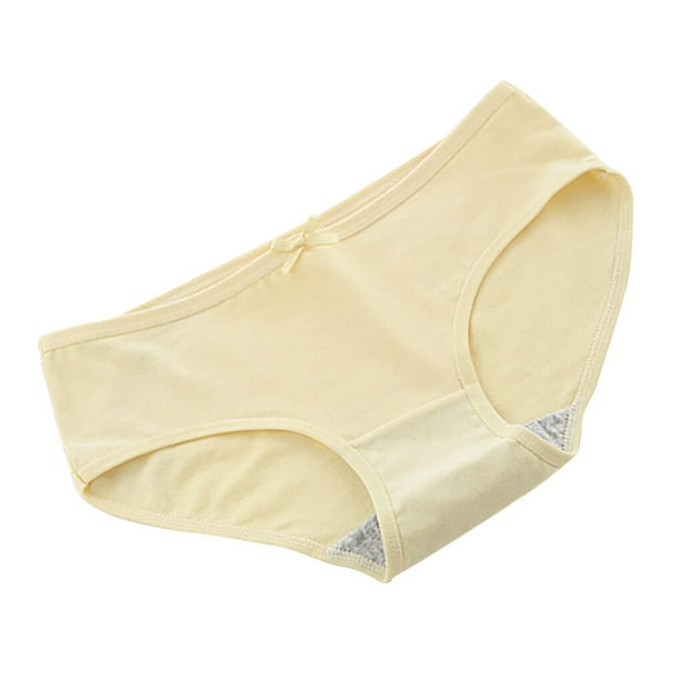 enqiretly Women Underwear Breathable Cotton Briefs Solid Color Seamless  Middle Waist Panties, Beige, XXL