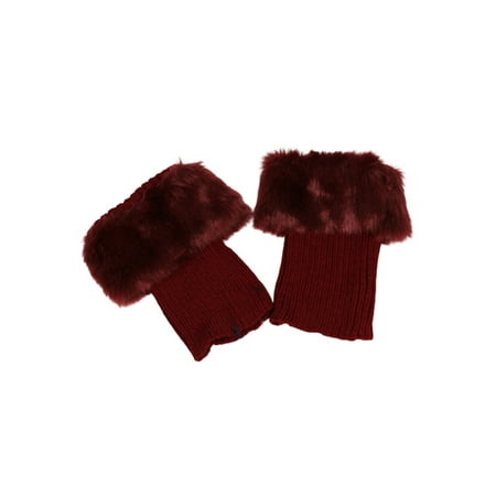 

Nokpsedcb Womens Winter Knitted Boot Cuffs Fur Knit Toppers Boot Socks Legs