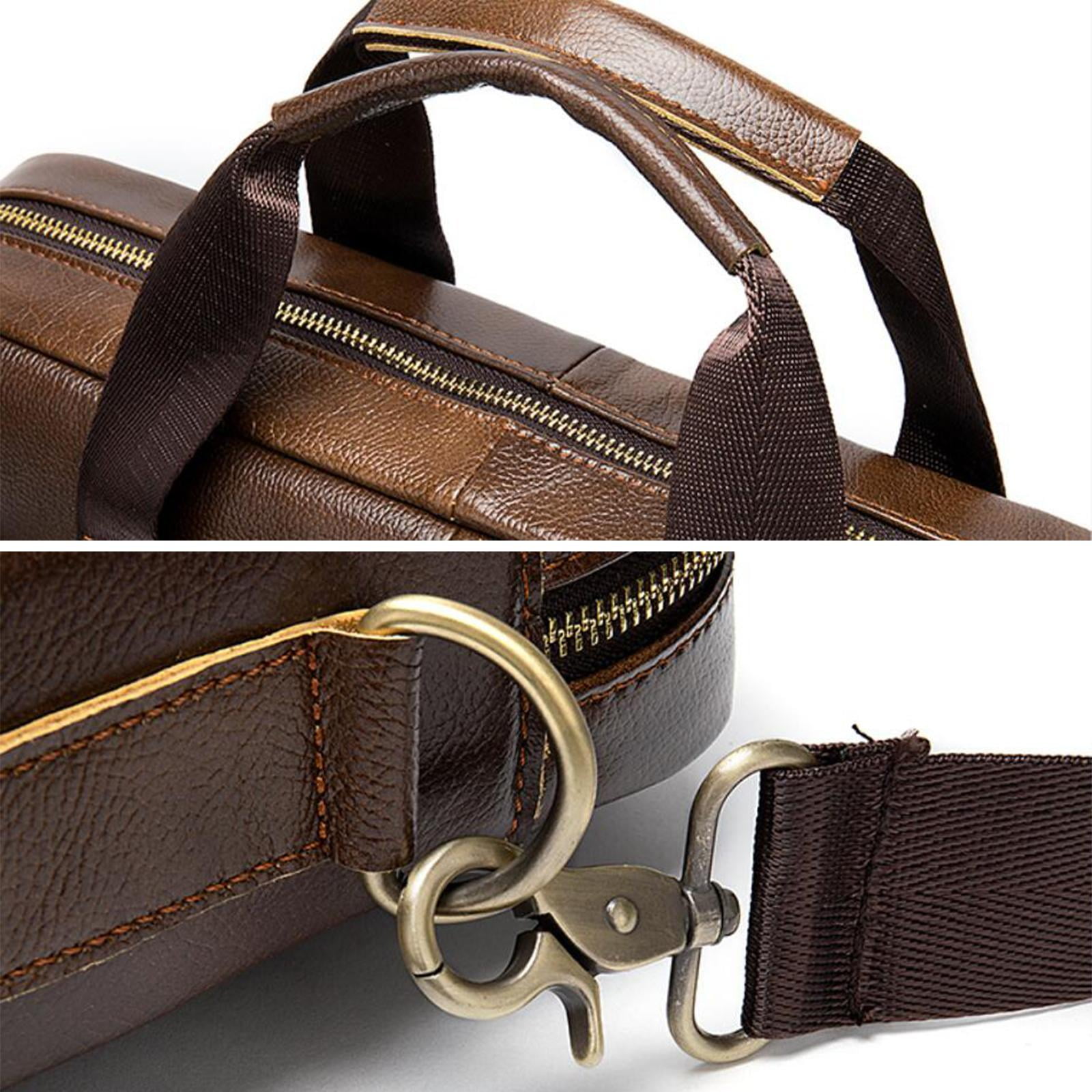 Wxqbjtam Men Briefcase Multi Pockets Practical Business Laptop Bag Lightweight Adjustable Dark Coffee
