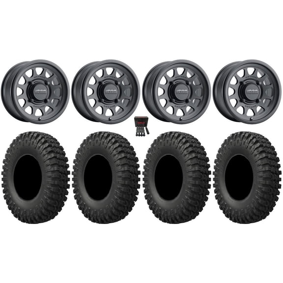 Method 414 15" Wheels Black  13mm 33" MotoCrusher Tires Can-Am Commander Maverick Renegade Outlander Defender