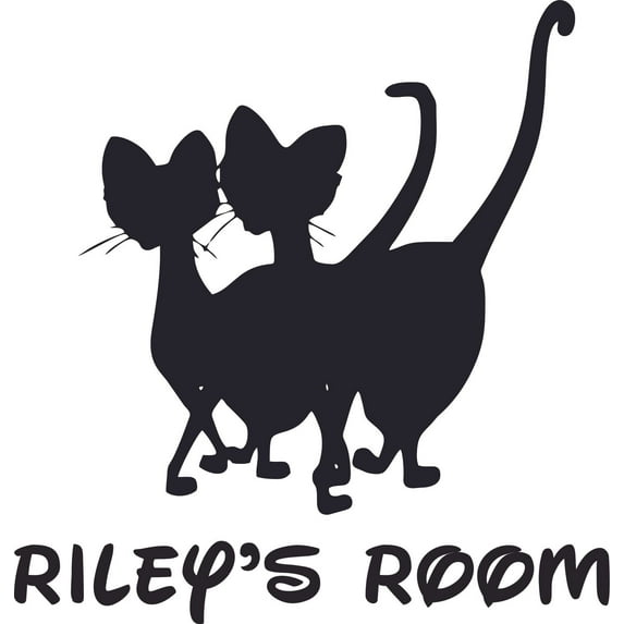 Si and Am Cat Lady Tramp Cartoon Customized Wall Decal - Custom Vinyl Wall Art - Personalized Name - Baby Girls Boys Kids Bedroom Wall Decal Room Decor Wall Stickers Decoration Size (40x40 inch)