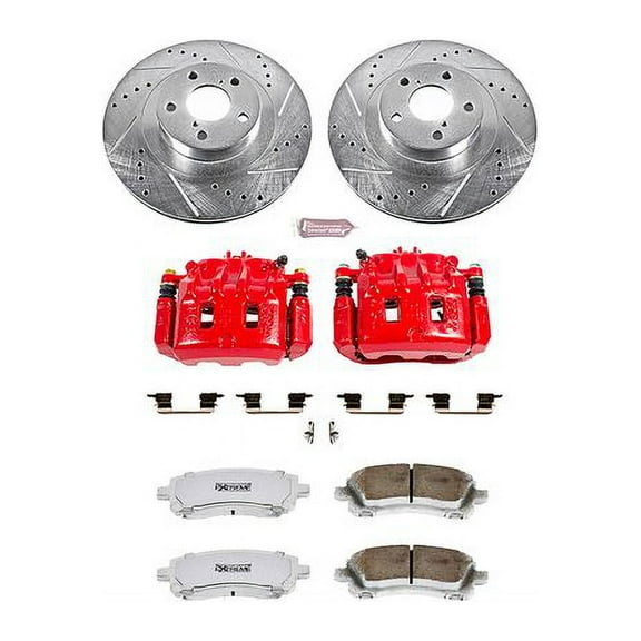 PowerStop Front Z26 Street Warrior Brake Pad and Rotor Kit with Red Powder Coated Calipers Fits: SUBARU Select Models KC2369-26