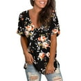 thumbnail image 3 of Fantaslook V Neck T Shirts for Women Floral Summer Tops Short Sleeve Shirts Casual Tunic Tops, 3 of 7