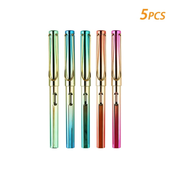 ccocc 5-Pack Fountain Pen,Lightweight 0.38mm Fountain Pens for Students,Portable Writing Set Suit Fountain Pen Ink