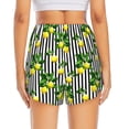 thumbnail image 4 of Uemuo Lemons on Striped Pattern Women's Athletic Shorts High Waisted Running Shorts with Liner Pockets Gym Elastic Workout Shorts-Medium, 4 of 9