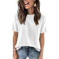 thumbnail image 5 of Short Sleeve Sweater Women Summer Crew Neck Dressy Casual Soft Knit Pullover Tops Trendy White M, 5 of 6