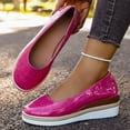 thumbnail image 6 of Pandaie Women's Slip on Casual Shoes Leather Espadrilles Wedge Loafers Round Toe Walking Office Business Work Fashion Sneakers Hot Pink 8, 6 of 8