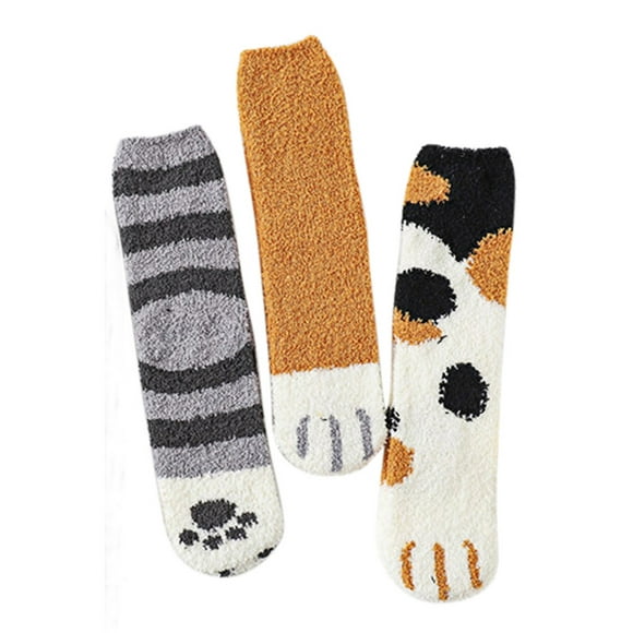 jovati Cyber Monday deals 2021 Black Friday Deals 2021 Christmas Stockings,Women Fashion Lovely Cat Claw Coral Thickening Fuzzy Middle stockings Socks