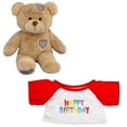 thumbnail image 3 of Plush Gear Brown Patches Bear 16" Plush Toy with Happy Birthday Red Sleeve T-Shirt – Soft Stuffed Animal Cuddly Gift for Kids, 3 of 5