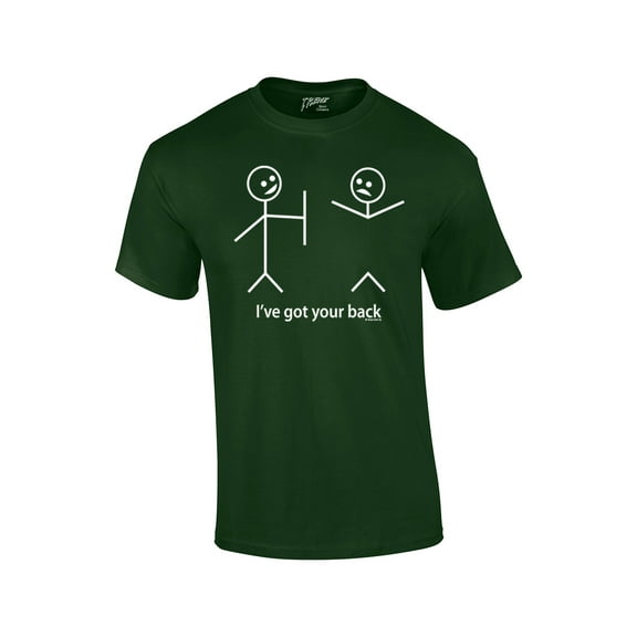 Funny Short Sleeve T-shirt I've Got Your Back Stick Figures Humorous Sarcastic Phrases Novelty Short Sleeve T-shirt-Forest-XL