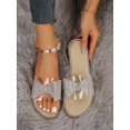 thumbnail image 1 of Women Clear Strap Slide Sandals Minimalist Rhinestone Flat Shoes, 1 of 4
