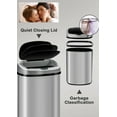 Touch Free Stainless Steel Trash Can 13 Gallon for Kitchen, Automatic