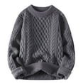 thumbnail image 2 of Wyobmus Men's Crew Neck Sweater Slim Fit Lightweight Sweatshirts Cable Knit Long Sleeve Solid Pullover Gray, 2 of 6
