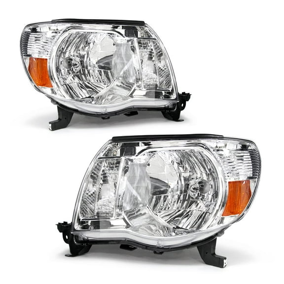 ADCARLIGHTS Headlights assembly Compatible with 2005 2006 2007 2008 2009 2010 2011 Toyota Tacoma Pickup Truck Headlights Chrome Housing Amber Reflector Driver and Passenger Side