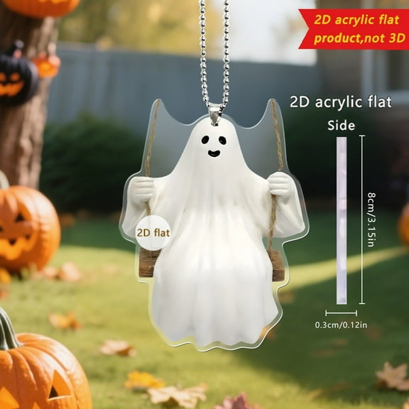 Under $5 Clearance, Halloween Cute Ghost Hanging Ghost for Halloween Decorations 2D Flat Acrylic Pendant