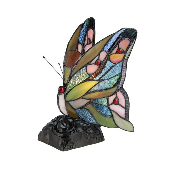 JACY 6 Tiffany-style Butterfly 1 Light Accent Table Lamp 10" Tall