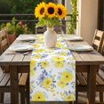 thumbnail image 5 of Yellow Blue Flowers Table Runner Watercolors Spring Floral Abstract Table Runners Dresser Scarves Holiday Kitchen Dining Table Decoration for Home Party Indoor 13x108 Inch, 5 of 9