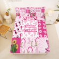 thumbnail image 5 of Homewish Cartoon Cowgirl Boots Grid Bed Sheets,Pink Cow Print Full Size Sheets,4pcs,1 Flat Sheet, 1 Fitted Sheet and 2 Pillowcases, 5 of 6