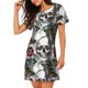 thumbnail image 2 of Balery Skulls Roses Camisón de manga corta con cuello redondo para mujer, cómodo y elegante., 2 of 6