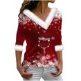 thumbnail image 1 of Birdeem Joyeux Noël Blouse Décontractée à Manches Longues Col en V pour Femmes, 1 of 1