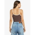 thumbnail image 3 of Roxy Women's Roxify Embroidered Logo Cropped Ribbed Tank Top Tee T-Shirt (X-Small, Chocolate), 3 of 4