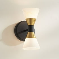 Possini Euro Design Possini Euro Domino 9 1/2"H Black and Brass 2-Light Wall Sconce