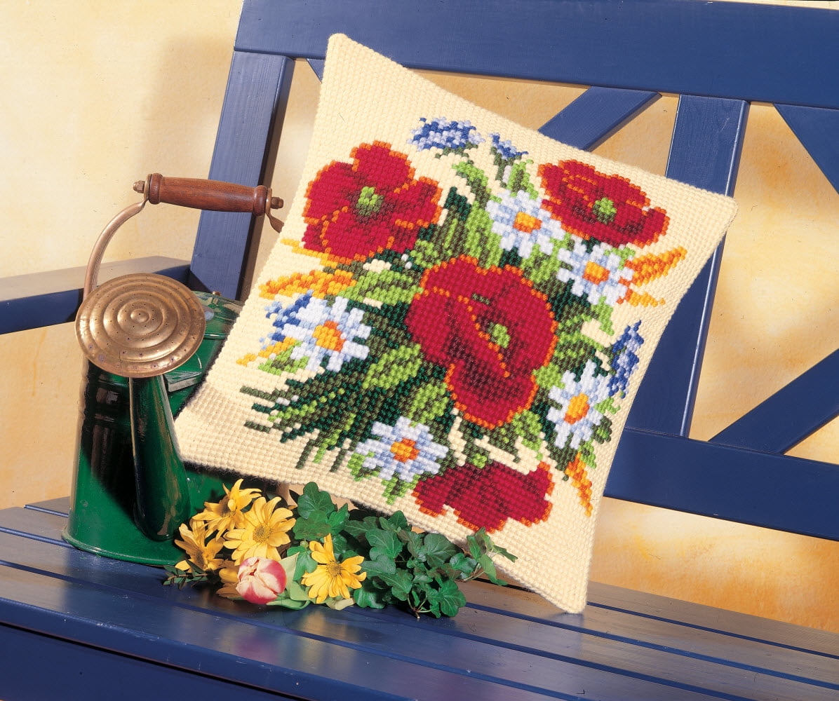 Vervaco Cross Stitch Cushion Kit Flowers PN-0008562