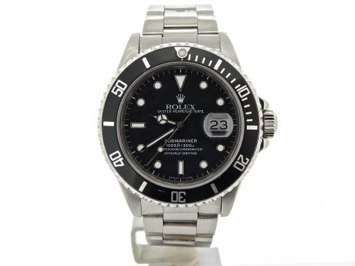 Pre-Owned Mens Rolex Stainless Steel Submariner Black 16610