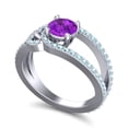 thumbnail image 2 of 2.50 Carat Luxurious Round Cut Amethyst & Aquamarine Gemstone Anniversary Ring for Women Solid 14K White Gold Size 7.5 by Diamond-Capitals, 2 of 8