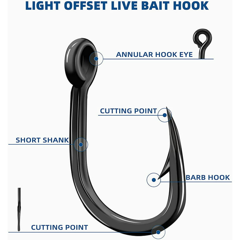 BLUEWING Big Game Live Bait Hooks Cutting Point Fishing Hooks High Carbon  Steel Hooks Extra Sharp Fish Hooks for Freshwater Saltwater Fishing, Size  10/0, 10pcs 