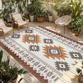 thumbnail image 2 of Outdoor Rug 5x7 ft Orange Brown Boho Waterproof Outdoor Patio Rug Mat Non Slip Outside Area Rugs Carpet for RV,Camping,Porch,Deck,Pool,Balconybackyard,Vintage Southwest Tribal Geometric Pattern, 2 of 9