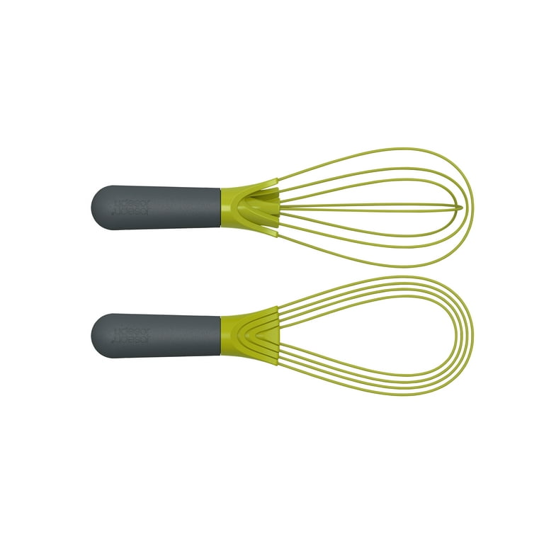 Joseph Joseph 10539 Twist Whisk 2-In-1 Collapsible Balloon and Flat Whisk  Silicone Coated Steel Wire, Gray/Green 