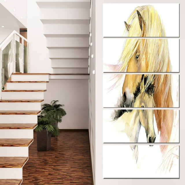 Cheval Maman Bébé Aquarelle - Impression sur Toile Animal