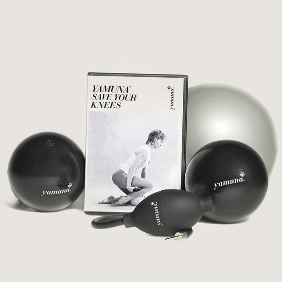 Yamuna Kit de Roulement pour Sauver Vos Genoux de la Douleur - Deux Balles Roulantes Noires, Yamuna Balle Argentée, Pompe Yamuna, Sauver Vos Genoux DVD - Gérer et Soulager la Douleur au Genou et aux Jambes!