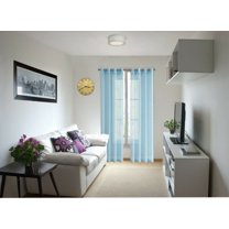 2 panel faux silk solid curtain drapes with grommet 108" total width by 63" Long window sheer panels for any bedroom or patio door non blackout semisheer panels MIRA light blue