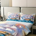 thumbnail image 4 of Erosebridal 100% Cotton Sailboat Bedding Set Blue Ocean Life Whale Print Duvet Cover King,Watercolor Sailing Adventure Theme Comforter Cover Nautical Sea Life Bedspread Cover with 2 Pillowcases, 4 of 5