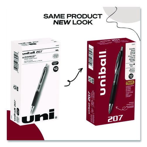 Signo 207 Gel Pen, Retractable, Medium 0.7 Mm, Black Ink, Smoke/black Barrel, Dozen | Bundle of 10