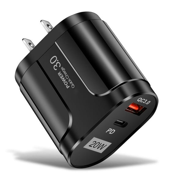 20W USB C Fast Charger, Borz Dual Port PD Power Delivery Fast Type C Charging Block Plug Adapter for iPhone 14/13/12/11 /Pro Max, XS/XR/X, iPad Pro, AirPods Pro, Samsung Galaxy and More (Black)