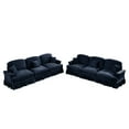 thumbnail image 6 of Newest Classic Sleeper Sofa Couch,Flared Arms,Removable Ruffles Pleats Skirts,Spindle Legs, Comfy Modular Sectional Chenille Deep Seat Cloud Sofa Couch,3 Movable Ottomans, Blue, 6 of 18