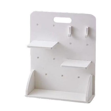 DIAEDGE 1 Set Pegboard Office Desk Organizer with Shelves and Hooks No-Drill Table Storage Solution for Desktop Workspace Organization